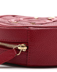 Caviar Quilted Round Filigree Crossbody Red