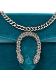 Velvet Super Mini Dionysus Shoulder Bag Pavone Cyan