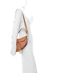 Grained Calfskin Saddle Bag With Strap Camello