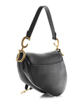 Grained Calfskin Saddle Bag Black
