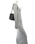 Crinkled Calfskin Matelasse Monogram Baby Niki Chain Satchel Black