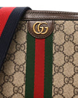 GG Supreme Monogram Textured Dollar Calfskin Web Ophidia Wristlet Shoulder Bag Beige Ebony New Acero