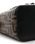 Vitello Liberty F is FNDI Bi-Color FF 1974 Embossed Mini Mon Tresor Bucket Bag Maya Black