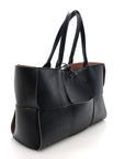 Nappa Maxi Intrecciato Medium Arco Tote Black Tan