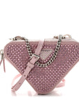 Satin Crystal Mini Triangle Crossbody Pouch Alabastro