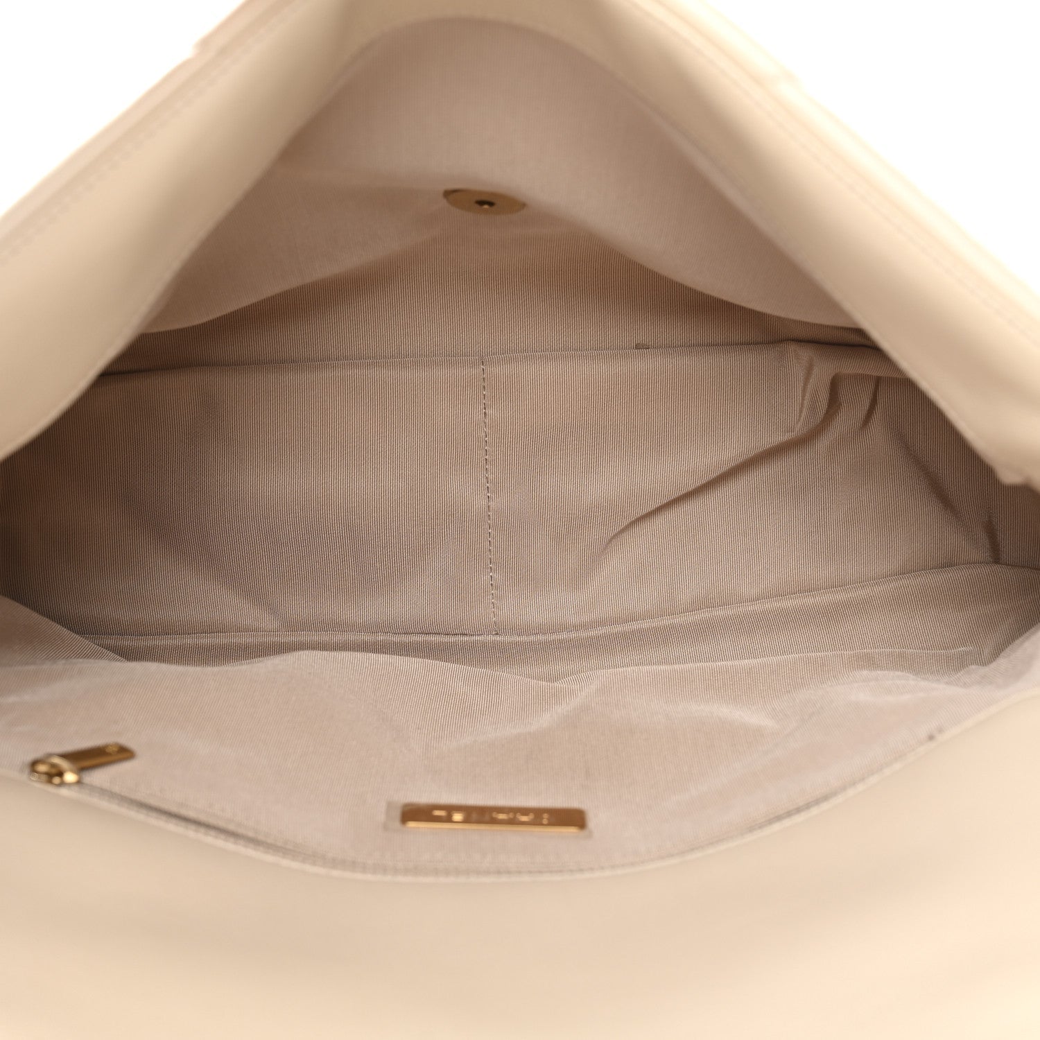 Goatskin Quilted Maxi CHNL 19 Flap Beige