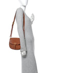 Box Calfskin Medium Bobby Flap Dark Tan