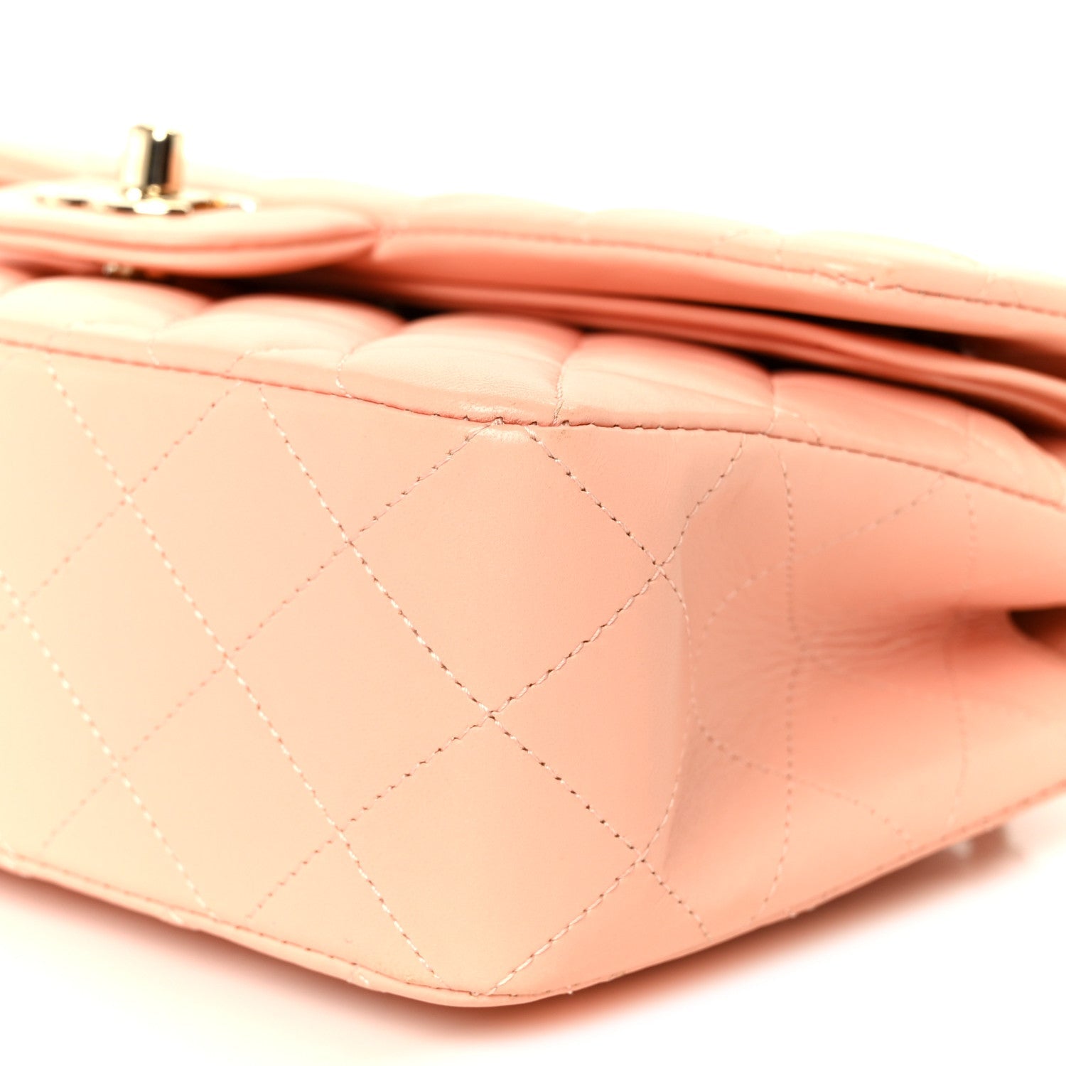 Lambskin Quilted Small Double Flap Light Orange