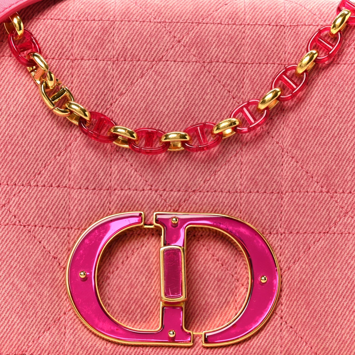Denim Macrocannage Medium Caro Bag Fuchsia Multicolor