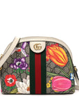 GG Supreme Monogram Flora Web GG Small Ophidia Dome Shoulder Bag White