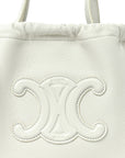 Calfskin Cuir Small Triomphe Cabas Drawstring White