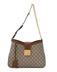 GG Supreme Monogram Medium Padlock Shoulder Bag Beige Ebony Brown Sugar