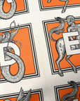 Satin Mythical Alphabet Drawstring Pouch Orange Black White