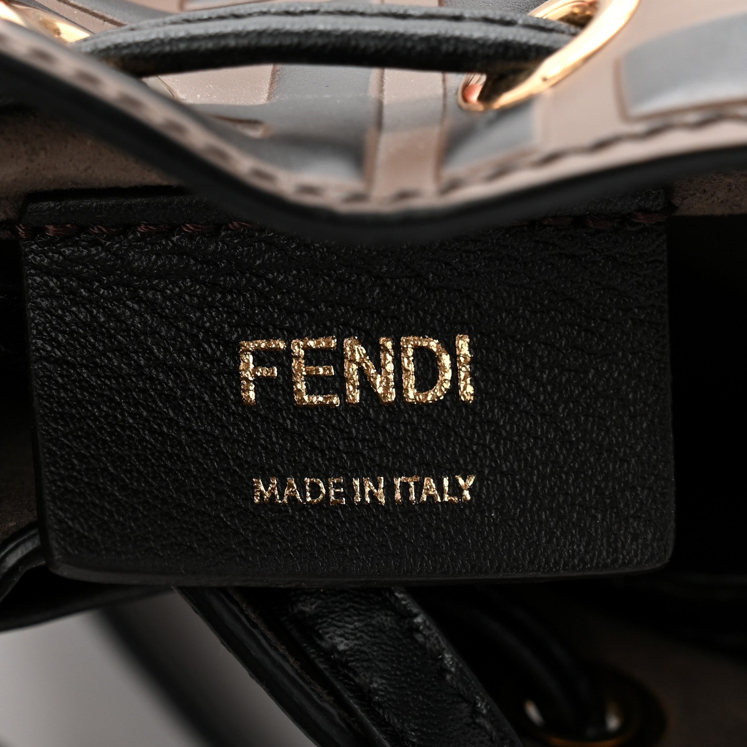 Vitello Liberty F is FNDI Bi-Color FF 1974 Embossed Mini Mon Tresor Bucket Bag Maya Black