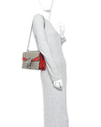 GG Supreme Monogram Suede Small Dionysus Shoulder Bag Beige Ebony Vulcanic Red