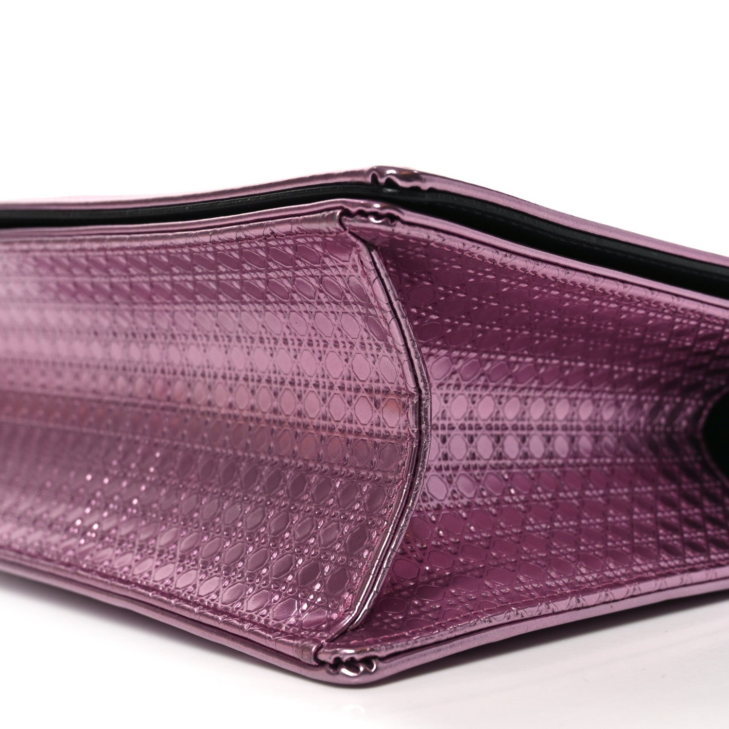 Metallic Patent Micro-Cannage Medium D1ORama Flap Bag Pink