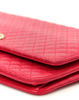 Lambskin Micro Quilted Wallet On Chain WOC Fuchsia