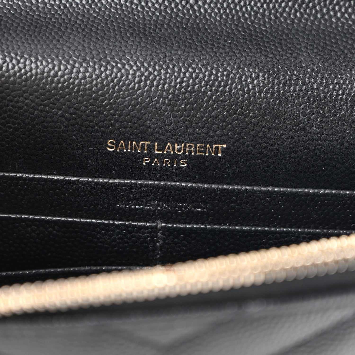 Grain De Poudre Matelasse Chevron Monogram Envelope Chain Wallet Black