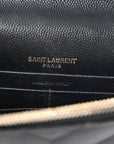 Grain De Poudre Matelasse Chevron Monogram Envelope Chain Wallet Black