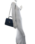 Lambskin Quilted Medium Trendy CC Flap Dual Handle Bag Blue