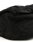 Tessuto Nylon Saffiano Double Buckle Messenger Shoulder Bag Black
