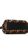 Shearling Nappa Macro FF 1974 Mini Peekaboo Iconic Satchel Tobacco Black
