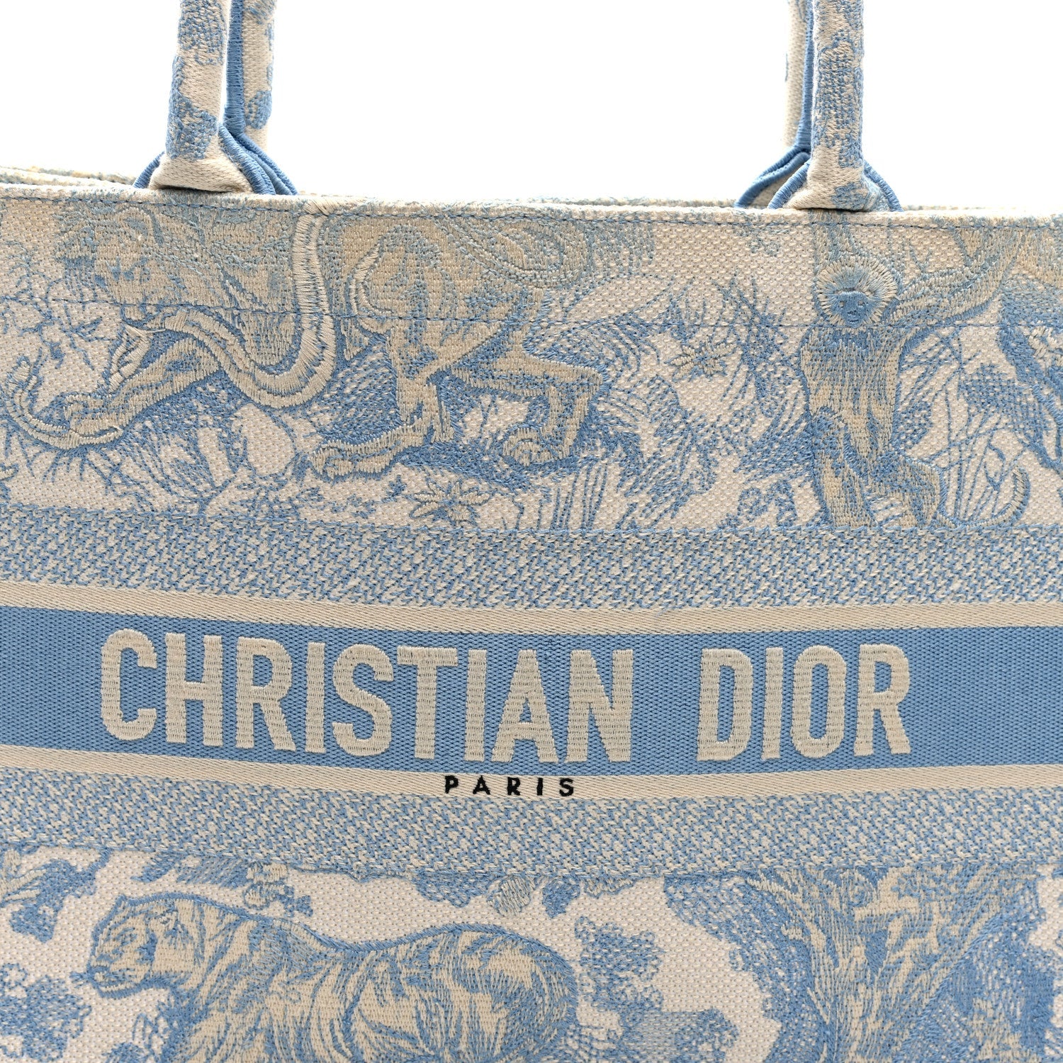 Canvas Embroidered Medium D1ORiviera Toile De Jouy Book Tote Light Blue