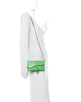 Goatskin Saddle Chain Wallet Pouch Bright Green