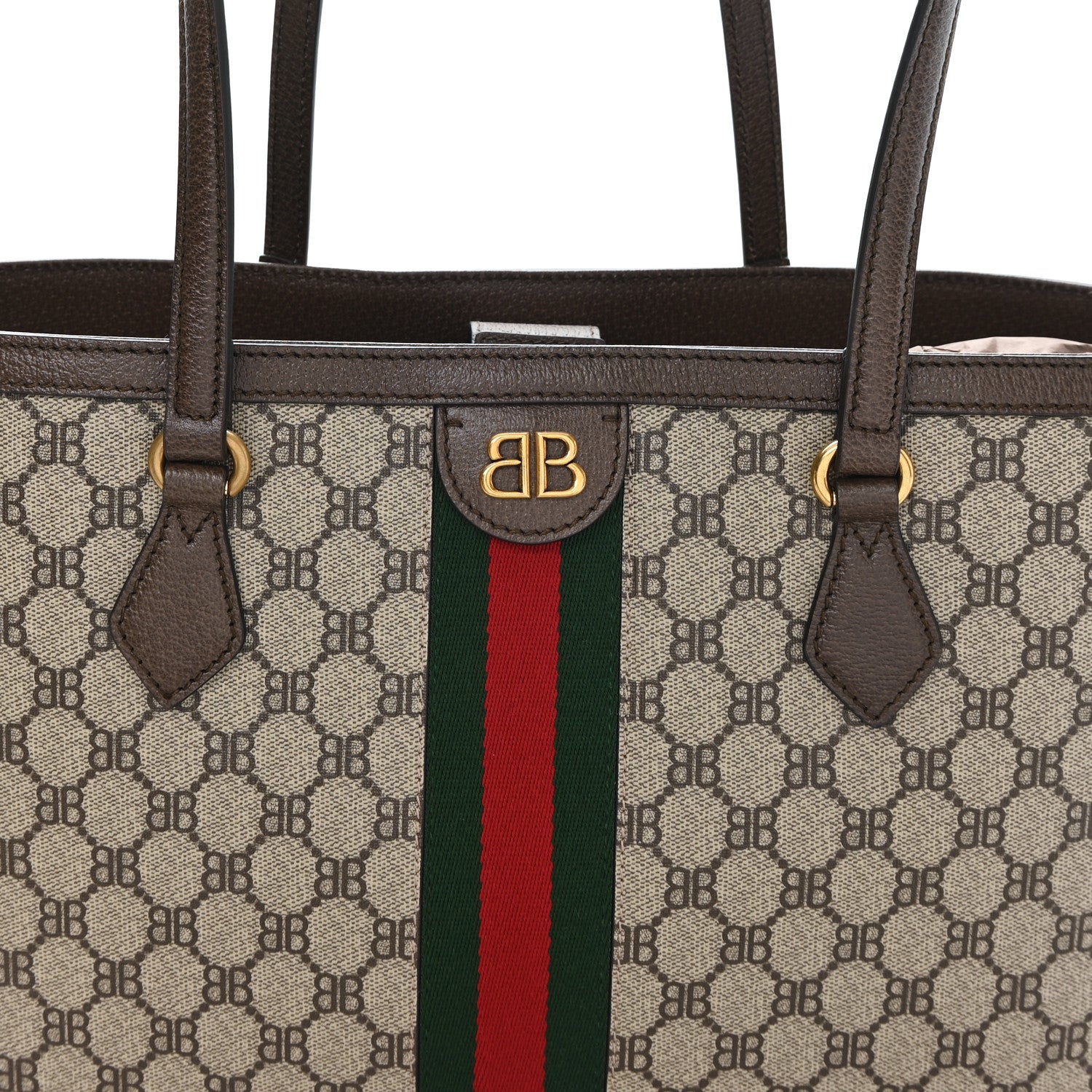 X BLNCG BB Supreme Monogram Web Medium Ophidia Shopping Tote Beige New Acero