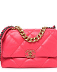 Lambskin Quilted Large CHNL 19 Flap Dark Pink