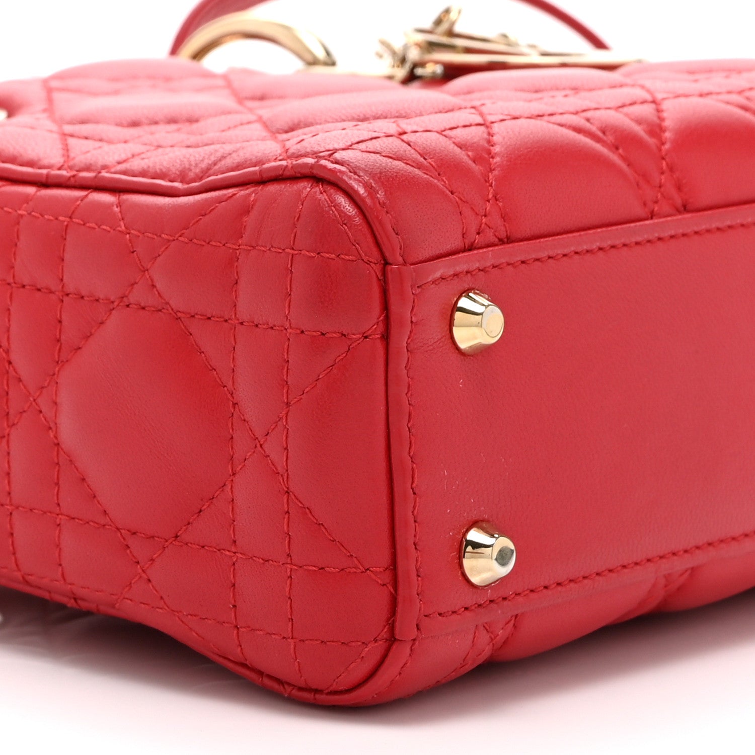 Lambskin Cannage Mini Lady D1OR Red