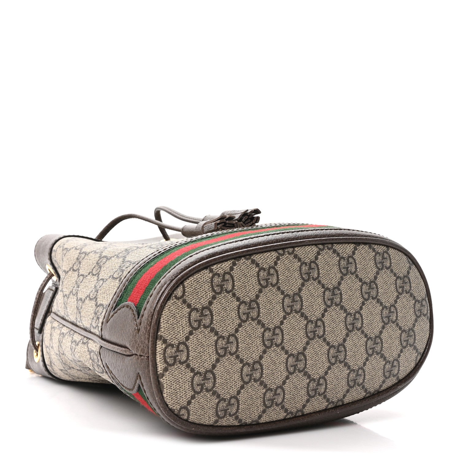 GG Supreme Monogram Web Small Ophidia Bucket Bag Brown