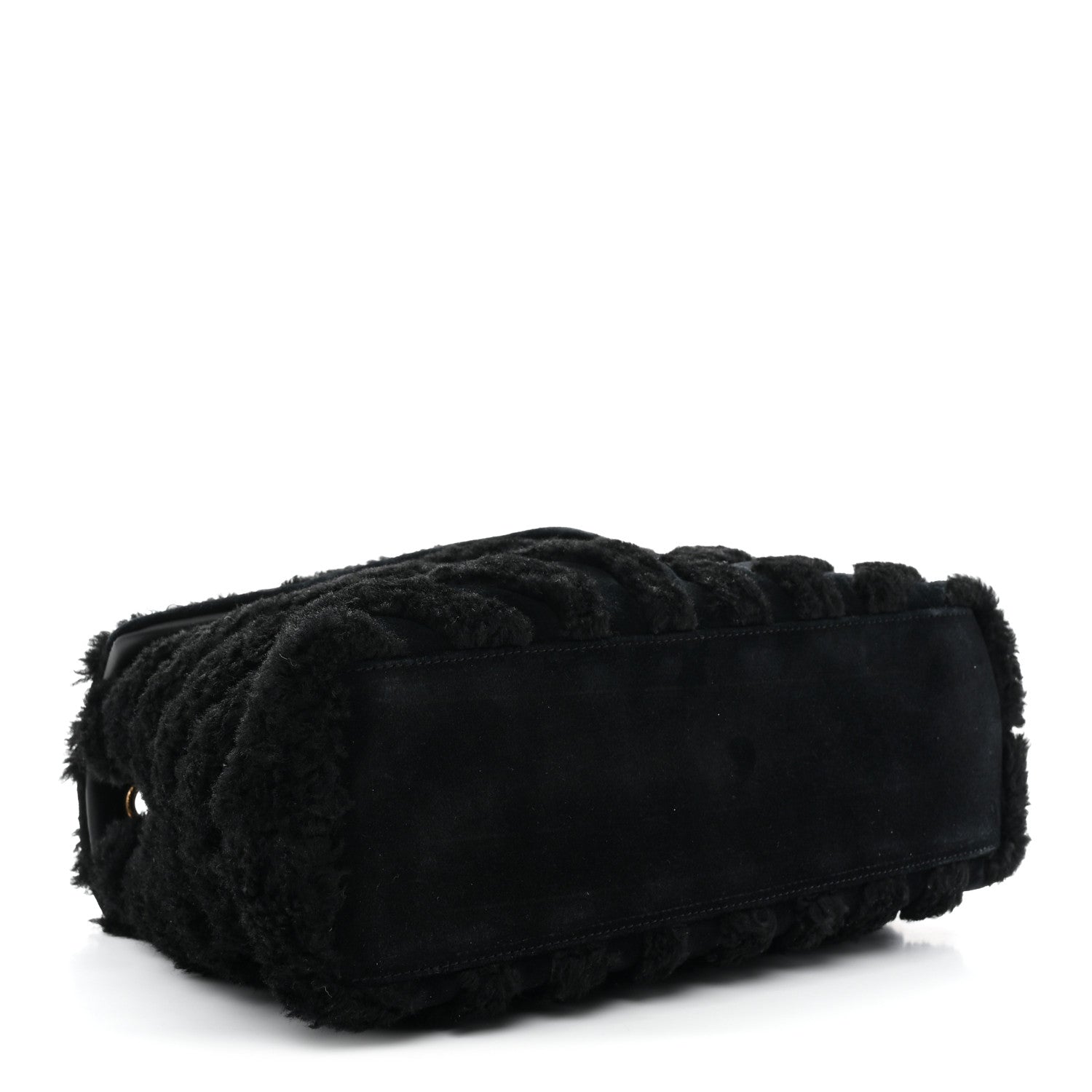 Shearling Y Quilted Monogram Medium Loulou Chain Satchel Black