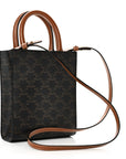 Triomphe Canvas Calfskin Mini Vertical Cabas Tan