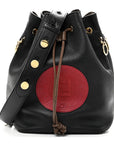 Vitello Century Matte F is FNDI Stamp Patch Bi-Color Grande Mon Tresor Bucket Bag Black Maya Fragola