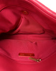 Goatskin Quilted Large CHNL 19 Flap Dark Pink