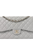 Caviar Quilted Jumbo Double Flap Grey