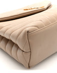 Calfskin Y Quilted Monogram Medium Loulou Chain Satchel Dark Beige