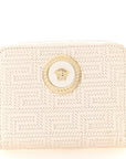 Calfskin Icon Quilted Compact Zip Around Wallet White