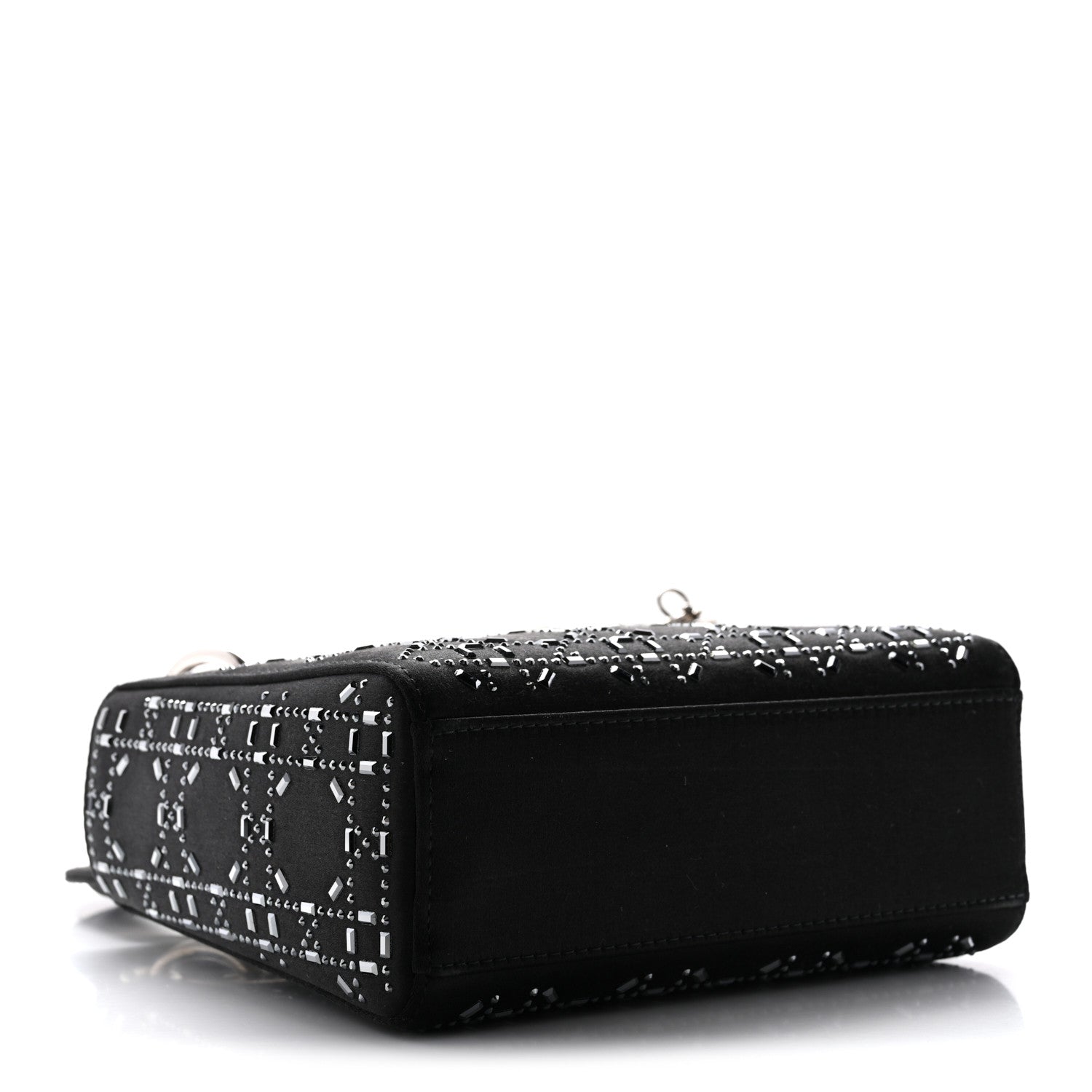 Satin Crystal Cannage Mini Lady D1OR Black
