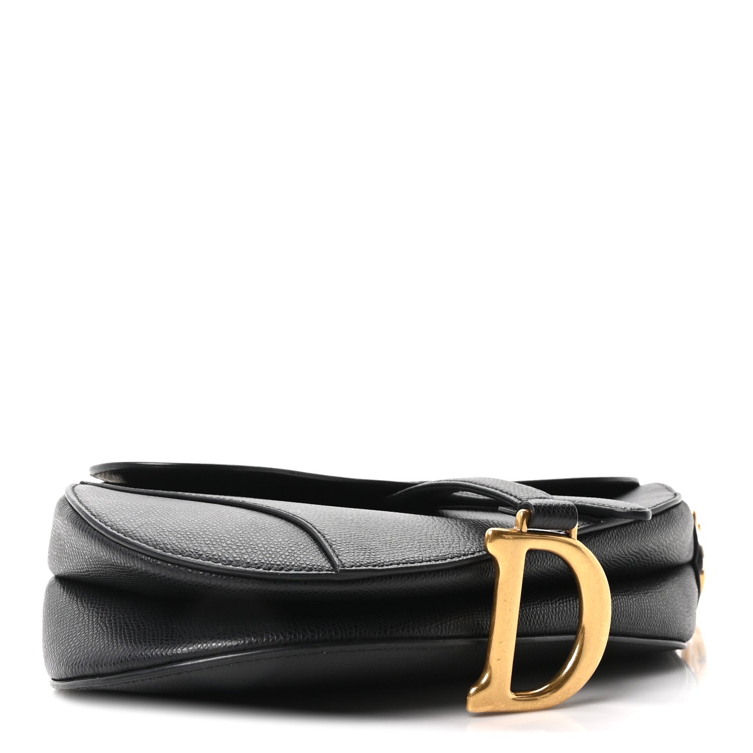 Grained Calfskin Saddle Bag Black
