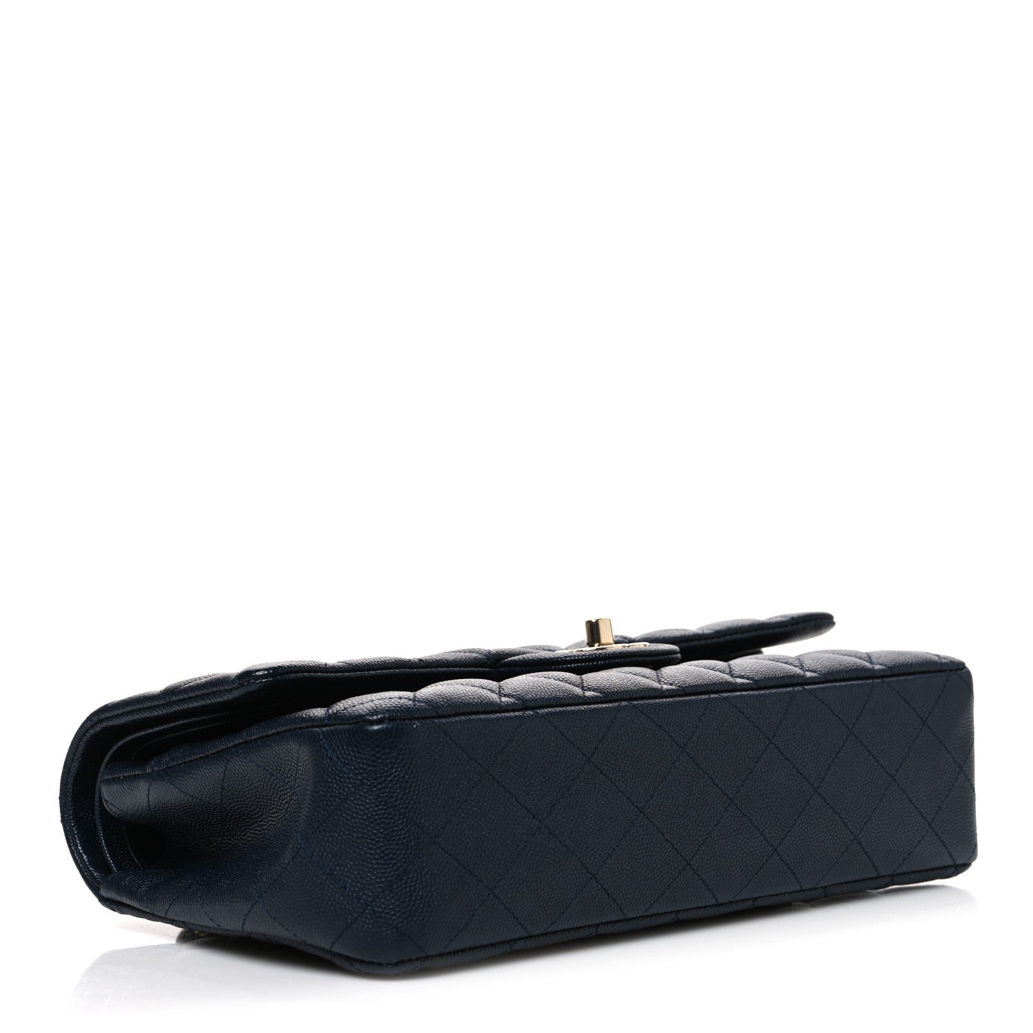 Caviar Quilted Medium Double Flap Navy