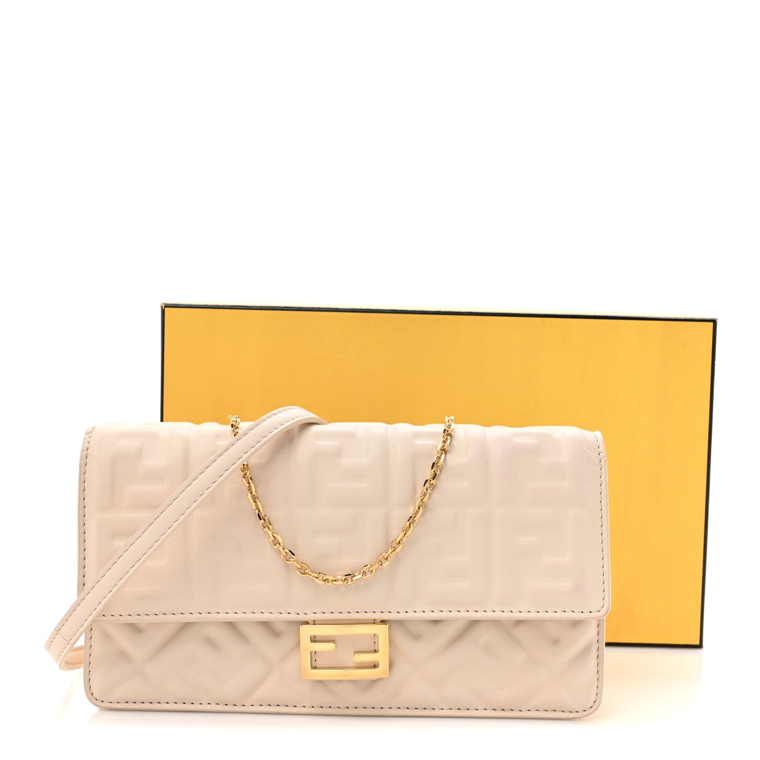 Nappa Matisse FF Embossed Wallet On Chain Baguette Camelia