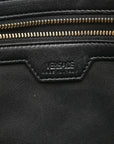 Calfskin Crocodile Embossed Greca Goddess Tote Bag Black