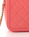 Caviar Quilted Small CC Filigree Vanity Case Coral