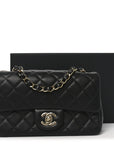 Lambskin Quilted Mini Rectangular Flap Black