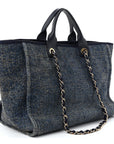 Lurex Canvas Medium Deauville Tote Navy Blue