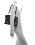 Calfskin Y Quilted Monogram Monochrome Medium Loulou Chain Satchel Black
