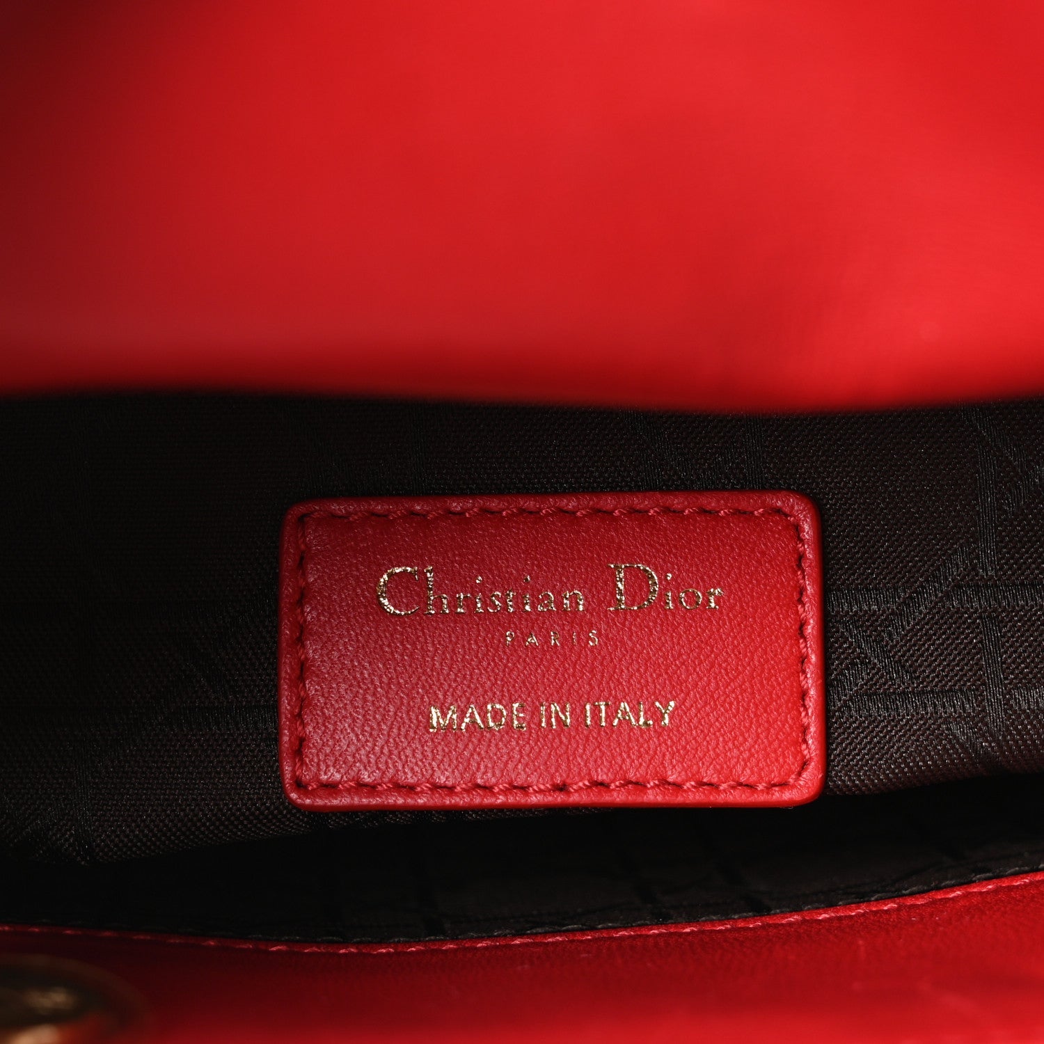 Lambskin Cannage Small Lucky Badges Lady D1OR Red