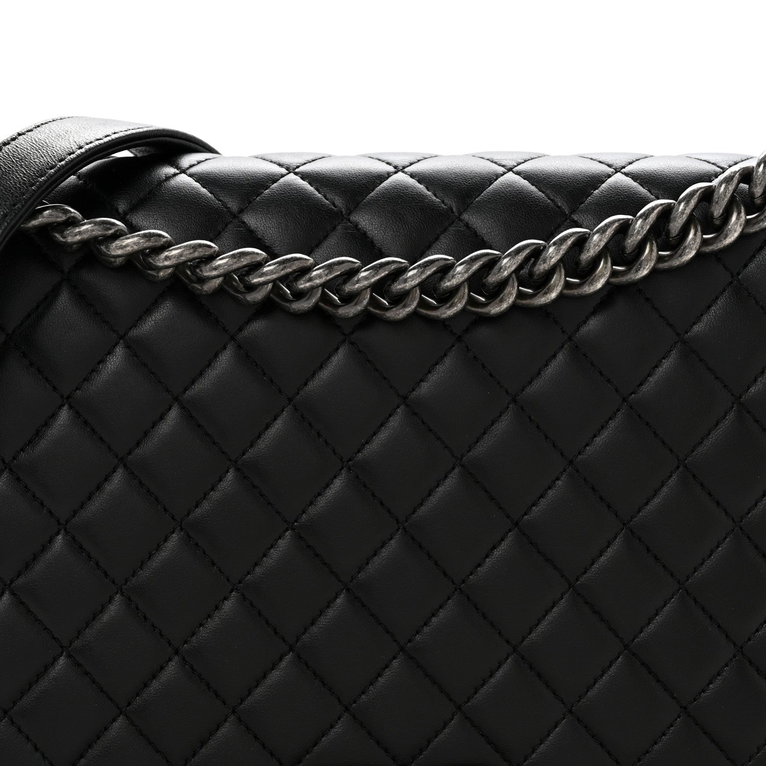 Lambskin Quilted New Medium Boy Flap Black